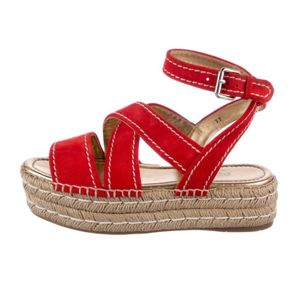 ♥️PRADA♥️ Red Suede Espadrilles - Picture 3 of 6